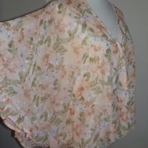 DAYTRIP FOR BUCKLE MS SIZE X-LARGE FLORAL PRINT CHIFFON SWISS DOT BLOUSE - Picture 7 of 10